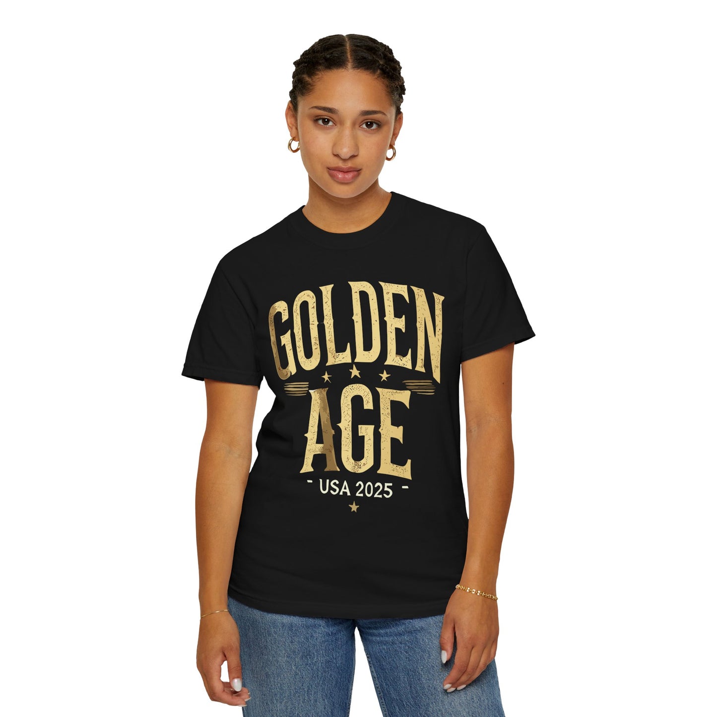 Golden Age T-Shirt – Distressed Gold on Black