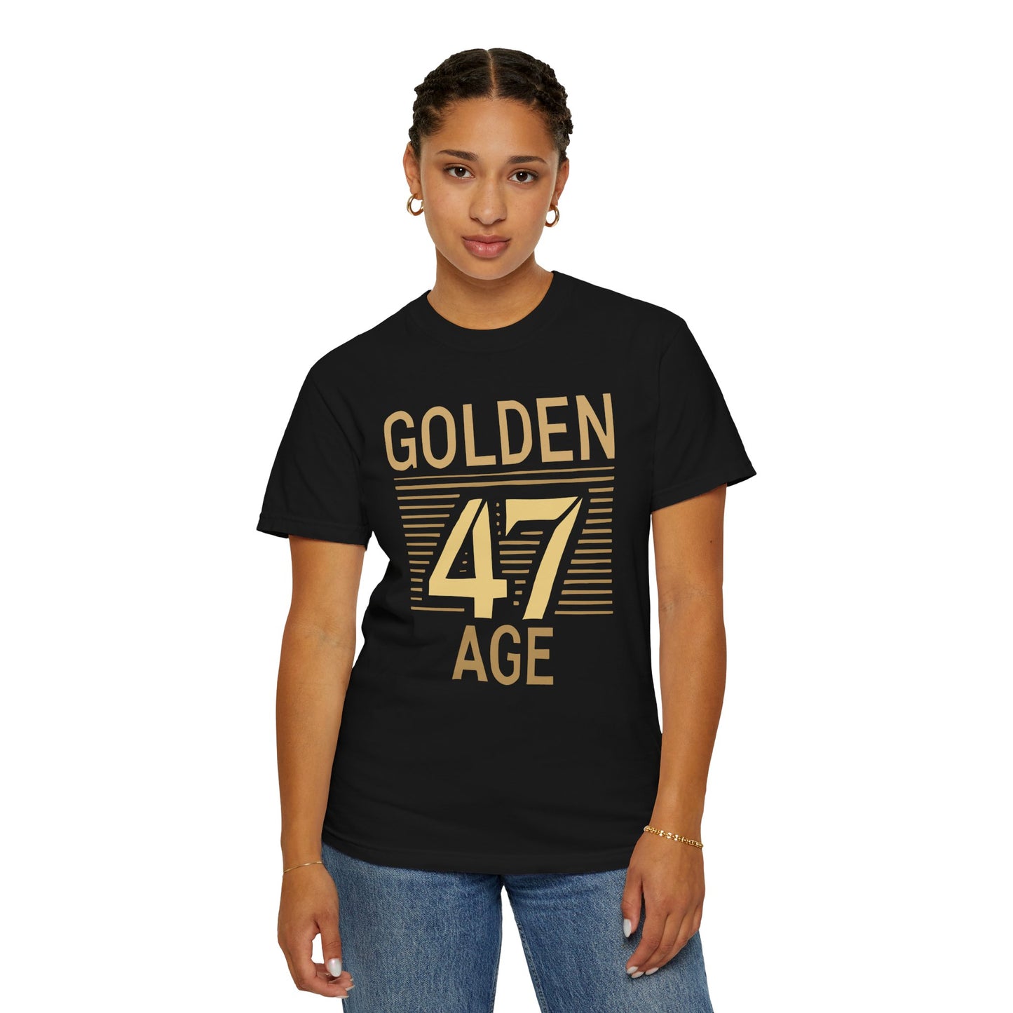 Golden Age 47 T-Shirt – Bold Gold on Black